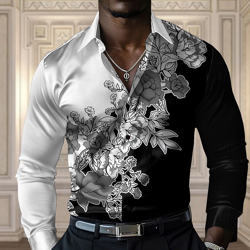 Homme Floral Chemise décontractée Chemise boutonnée manche longue Décontractées Soirée Cadeau Casual Printemps Automne Col rabattu Boutonner Jaune Rouge Bleu Vert Gris de 2025 ? $27.99 –P5