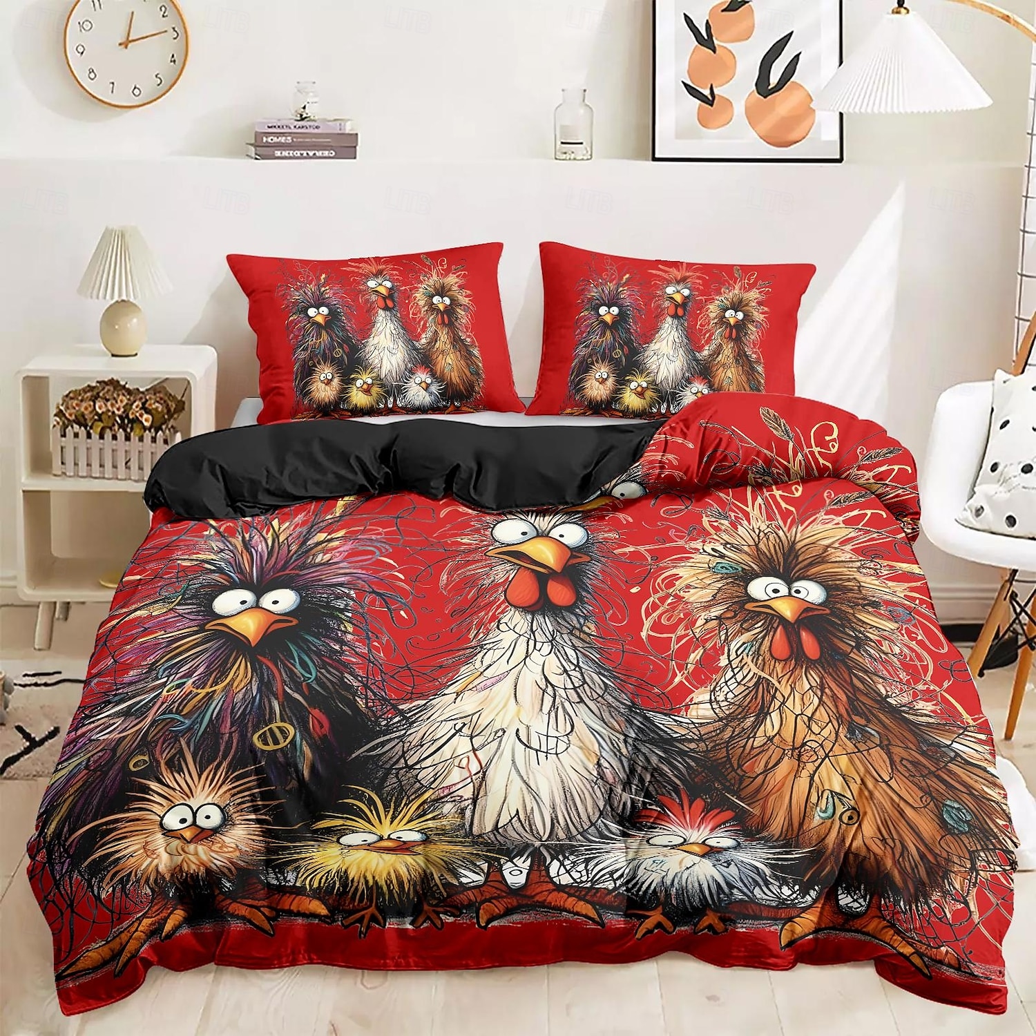 Rooster Funny Duvet Cover Set 100% Cotton Soft and Comfortable Bedding Set with Fun Rooster Print Cozy and Stylish Perfect for Bedroom Decor Easy Care and Machine Washable 2025 - $60.99 –P12