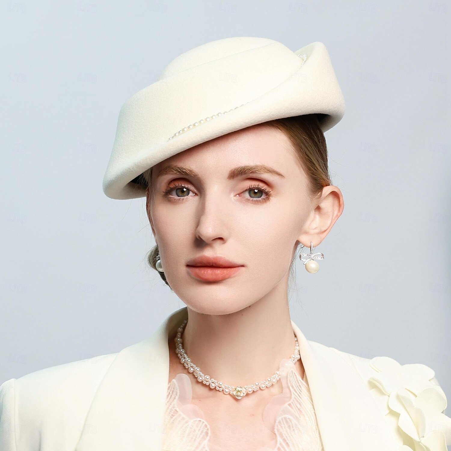 hatter 100% ull beret lue bryllup teselskap elegant bryllup med perle ren farge hodeplagg hodeplagg 2025 - $50.99 –P7