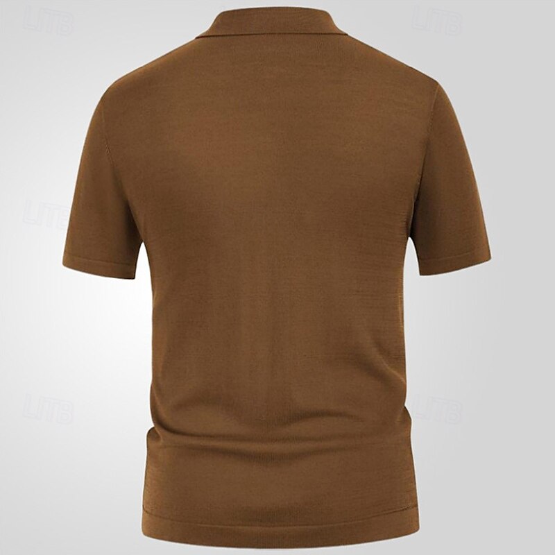 Férfi Button Up Polos Golfing Hétköznapi Sport Hajtóka Rövid ujjú Divat Alap Színes Kollázs Gombok Nyár Fekete Sötétkék Barna Button Up Polos 2025 - $28.99 –P7