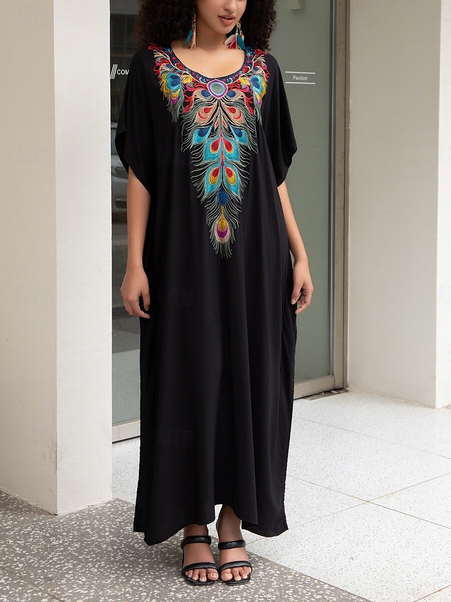 Femme Robe Maxi Robe casual robe boheme Décontractées Vacances du quotidien Standard Floral Demi Manches Col V Rouge Bleu Dorée Eté Printemps Automne de 2025 ? $41.99 –P3