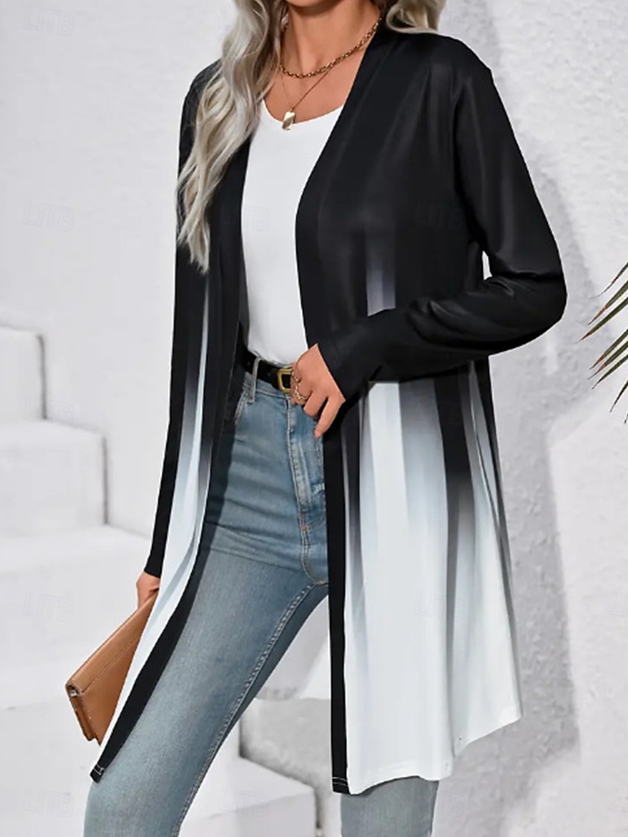 Per donna Shacket Traspirante Comodo Collage Di tendenza Colore graduale e sfumato Esterno Strada Lungo Girocollo Standard Manica lunga Capispalla Nero Viola Verde Primavera Autunno del 2025 a $29.99 –P3