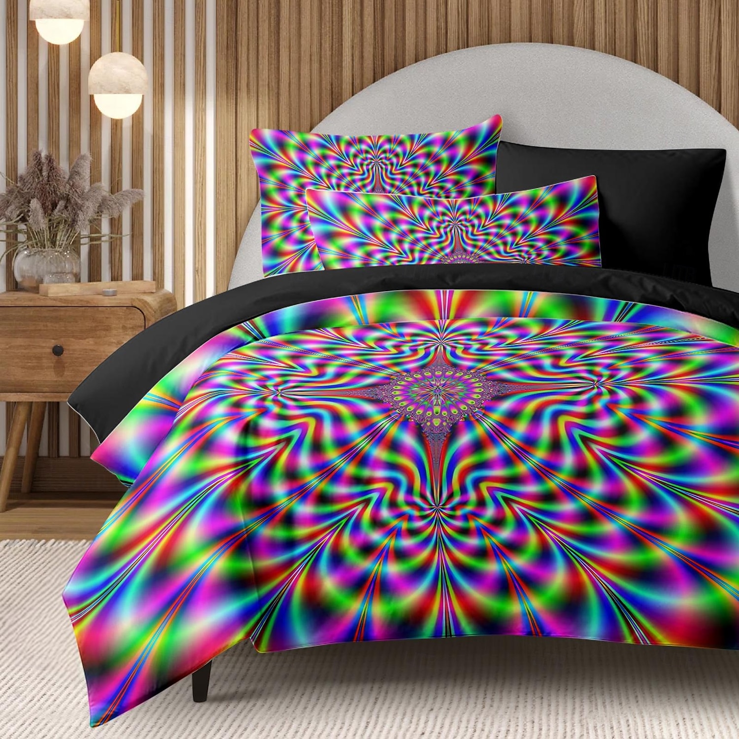 påslakanset med grafiska tryck på optiska illusioner, sängset i 100 % bomull, ultramjukt och andningsbart material, inkluderar påslakan och örngott, modern och snygg design, slitstark 2025 - $60.99 –P6