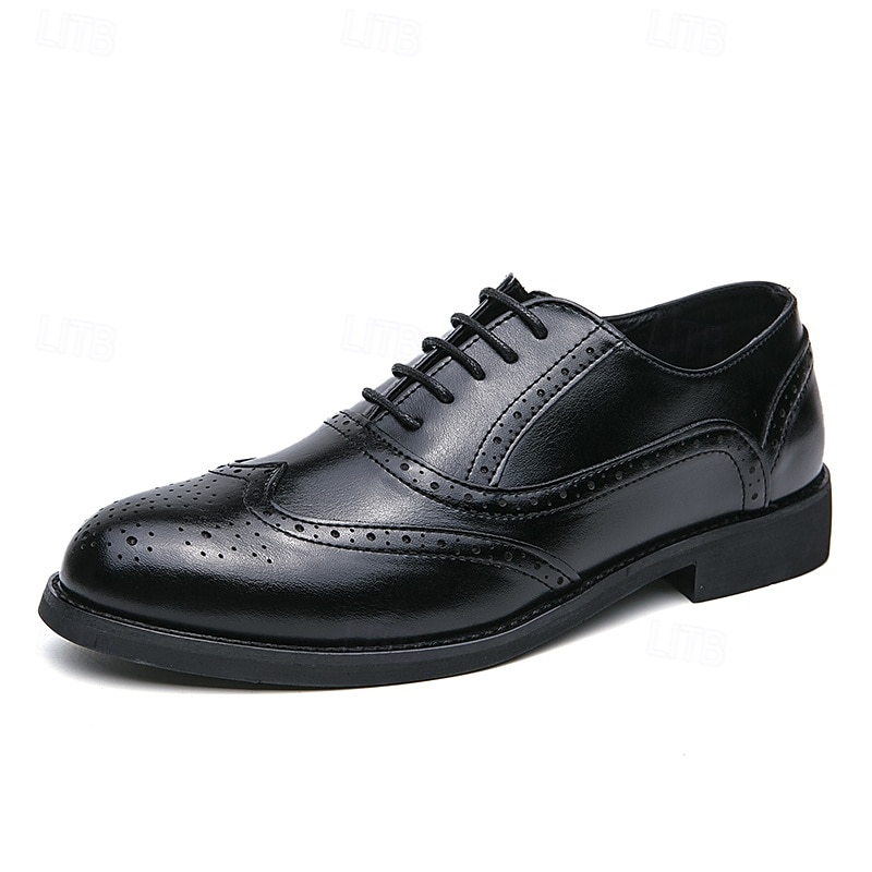 Herresko med tofarget vingetupp i oxford-brogues i brunt og hvitt, ekte skinn med gatsby-inspirerte vintage-sko fra 1920-tallet til bryllup, jazzfester og formelle arrangementer 2025 - $46.99 –P3
