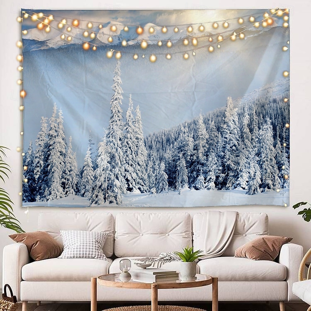 Tapiz colgante de pared con diseño de país de las maravillas invernal, tapiz grande, decoración mural, fotografía, telón de fondo, manta, cortina, decoración del hogar, dormitorio, sala de estar, 2026 - $20.99 –P3