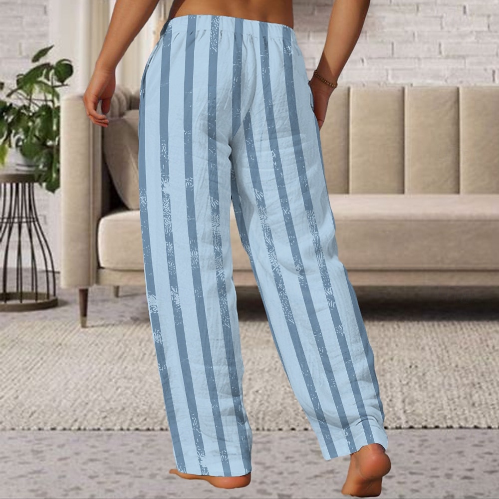 Men's Striped Geometric Pattern Trousers Casual Pants Mid Waist Drawstring Elastic Waist Vintage Retro Outdoor Vacation Holiday Straight Leg Trousers Summer Spring Fall 3D Print Blue Sky Blue khaki 2026 - $27.99 –P5