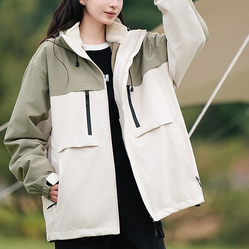 Women's Softshell Jacket Hiking Jacket Winter Outdoor Color Block Thermal Warm Windproof Water Resistant 3-in-1 Jacket Winter Jacket Fleece Jackets Traveling Black Ivory Pink Red Orange 2025 - $108.99 –P11