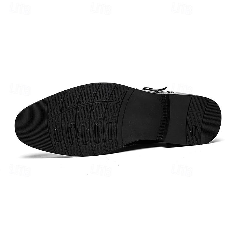 Men's Brown Double Monk Strap Dress Shoes – Genuine Faux Leather Brogue Oxford Shoes for Formal Events and Office Wear 2025 - $46.99 –P7