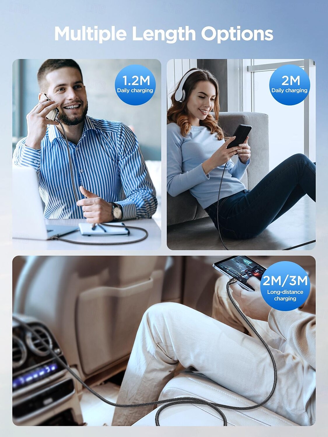 Комната отдыха Кабель молнии 30W 3,9 фута USB C к молнии 3 A Быстрая зарядка нейлон плетеный Прочный Анти-складывание Назначение iPhone Аксессуар для мобильных телефонов 2025 - $15.99 –P8
