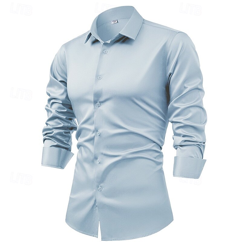 Miesten Paita Pukupaita Button Up paita Tavallinen Häät Juhla Musta Valkoinen Vaalean vihreä Vaaleanpunainen Pitkähihainen Kauluskäänne 봄 & Syksy Vaatetus 2025 - $28.99 –P16