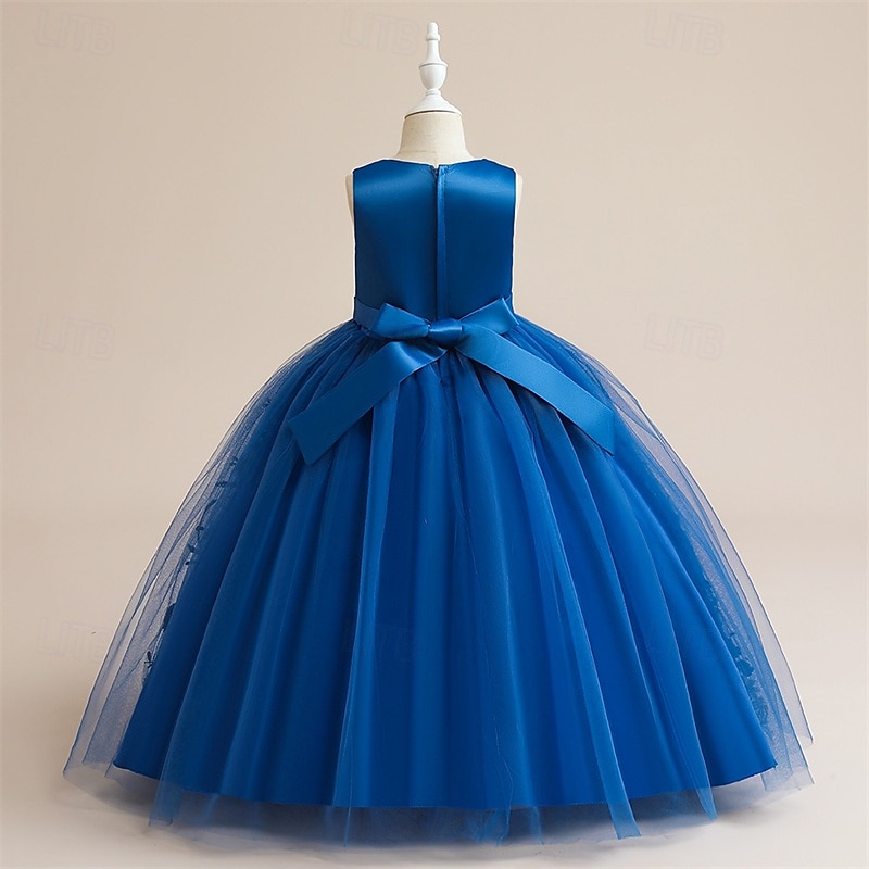 Děti Dívčí Šaty na párty Květinový Bez rukávů Výkon Narozeniny Síťka Kravatový uzel Krásná Sladký Polyester Maxi Šaty na párty Swingové šaty Áčkové šaty Léto 4 roky + Šampaňská Vodní modrá Trávov 2025 - $44.99 –P15