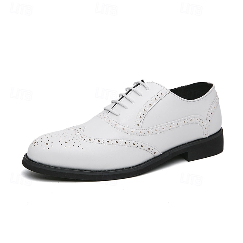 Herresko med tofarget vingetupp i oxford-brogues i brunt og hvitt, ekte skinn med gatsby-inspirerte vintage-sko fra 1920-tallet til bryllup, jazzfester og formelle arrangementer 2025 - $46.99 –P2