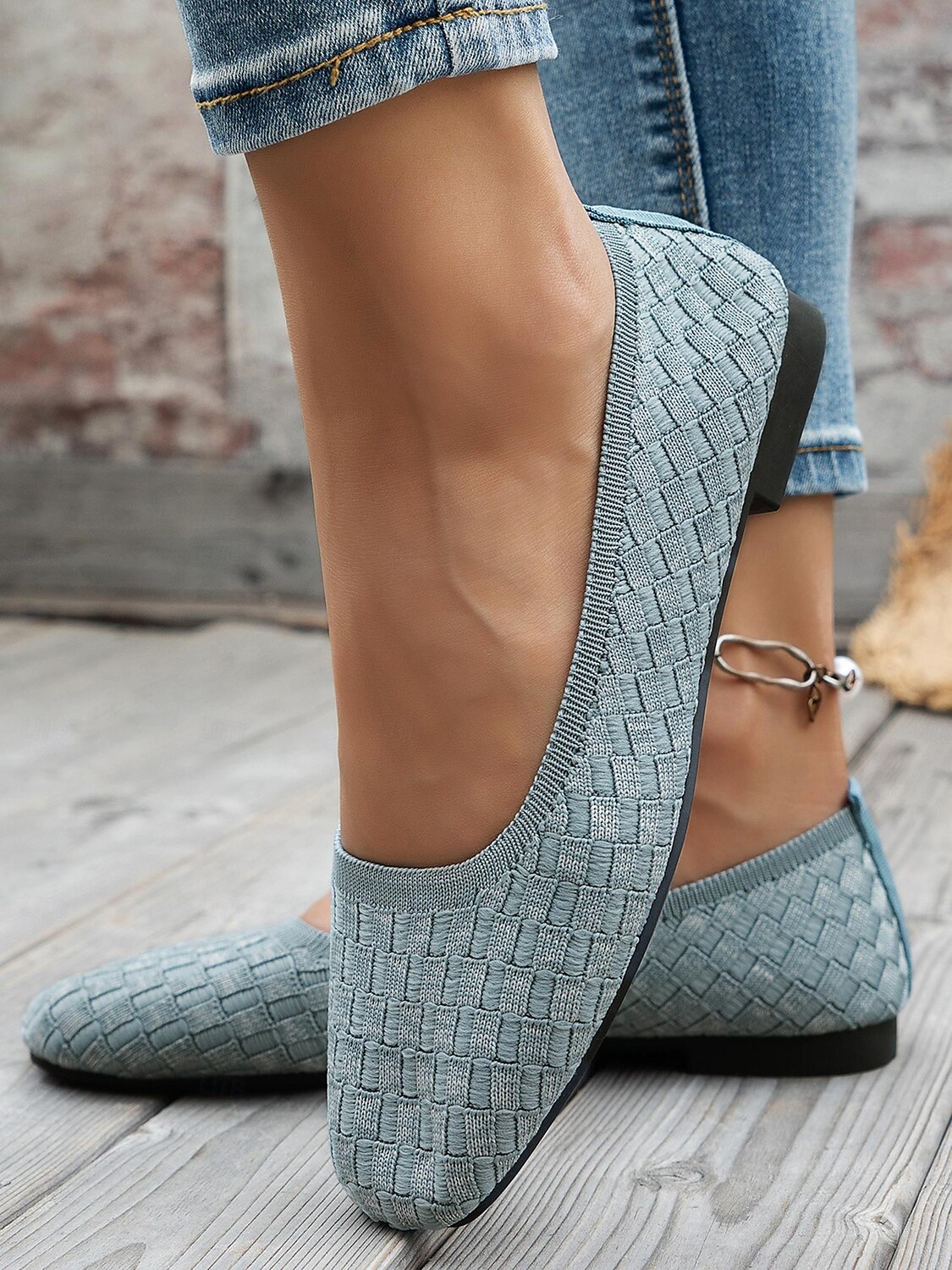 ballerines en tricot bleu pour femmes avec semelle intérieure coussinée - chaussures confortables et élégantes pour le travail et le quotidien de 2025 ? $24.99 –P2