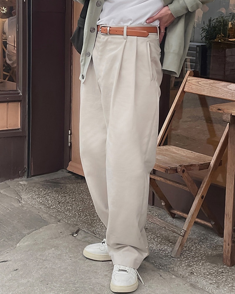 Homens Graduação Social Calças chinês Calças Plissadas Botões Bolsos Perna reta Tecido Conforto Formal Festa Trabalho Moda Estilo Clássico Damasco Micro-Elástica de 2026 por $26.99 –P3