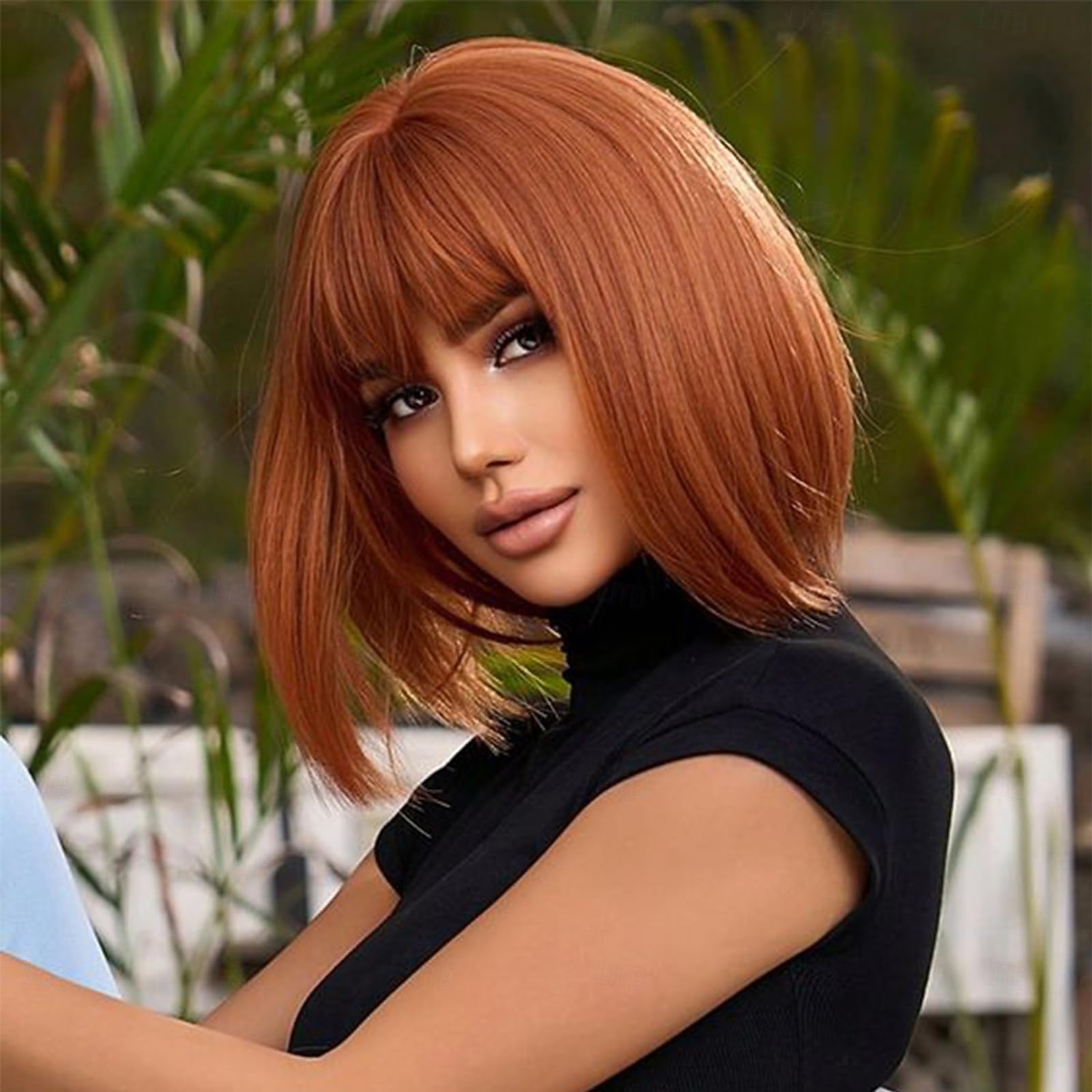 perruque bob avec frange perruques bob mode naturelle pour femmes perruque synthétique colorée mignonne pour fête quotidienne Halloween de 2025 ? $18.49 –P1