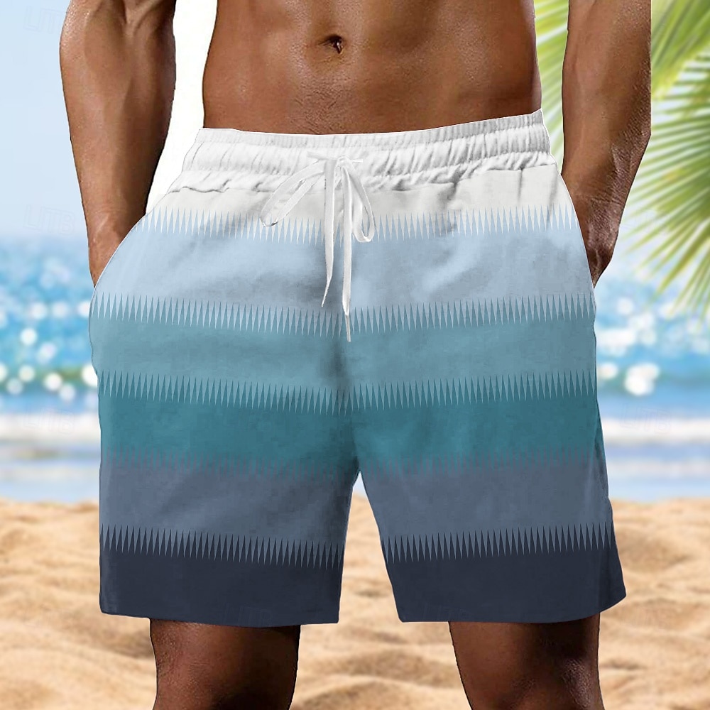 Férfi Színes Színátmenet színe Izzadt nadrág Strand rövidnadrág Terry Shorts Közepes csípő Szüret Alkalmi Napi Szabadság Utcai öltözék Zsinór Rugalmas derék 3D nyomtatás Tervező Ruházat 2025 - $19.99 –P2