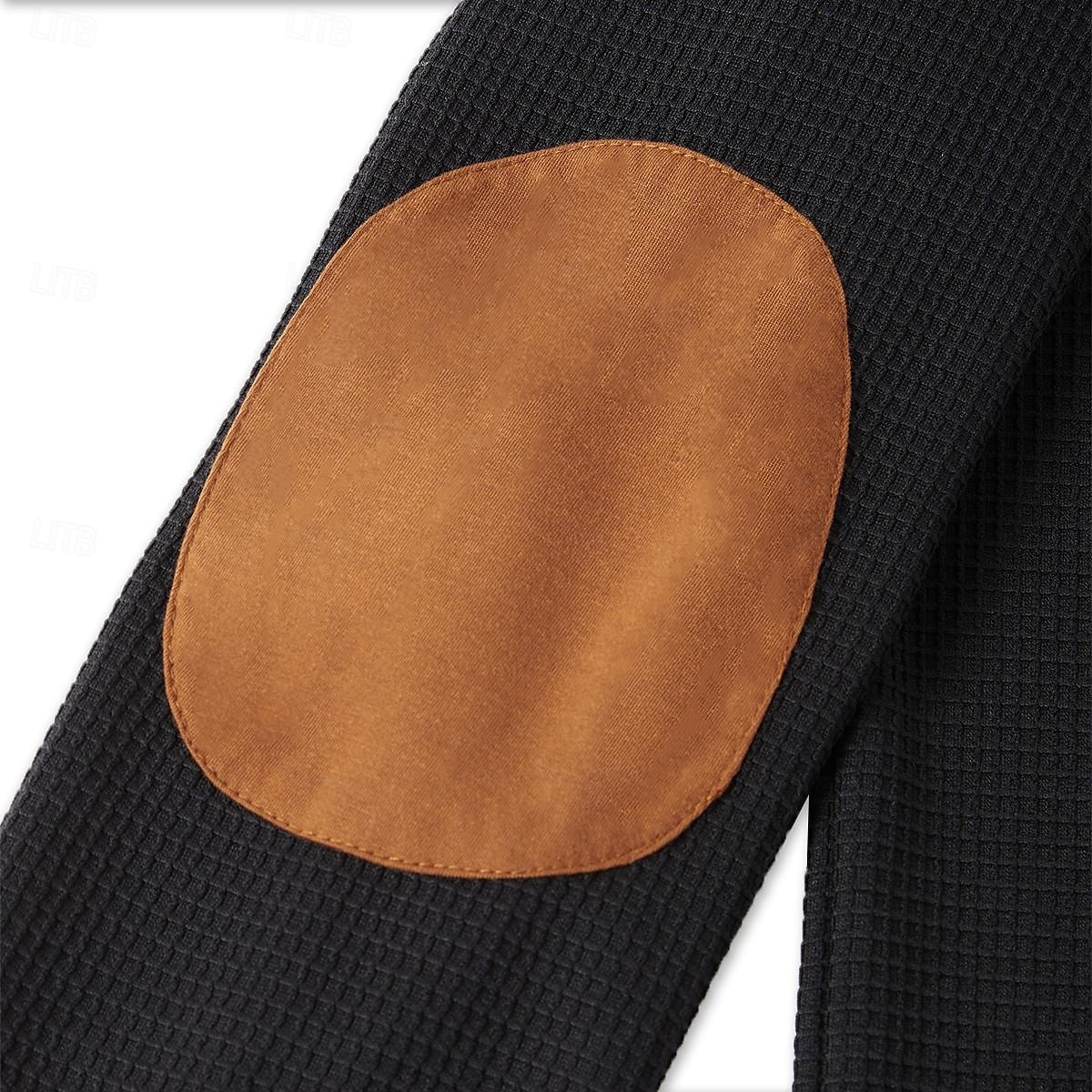 Herren Waffel-T-Shirt Waffel-Henley-Hemd Langarm V Ausschnitt Frühling & Herbst Einfarbig Mode Basic Falscher Zweiteiler Straße Lässig Sport Schwarz Marinenblau Hell Gray Top T-Shirt für Herren 2025 - $25.99 –P6