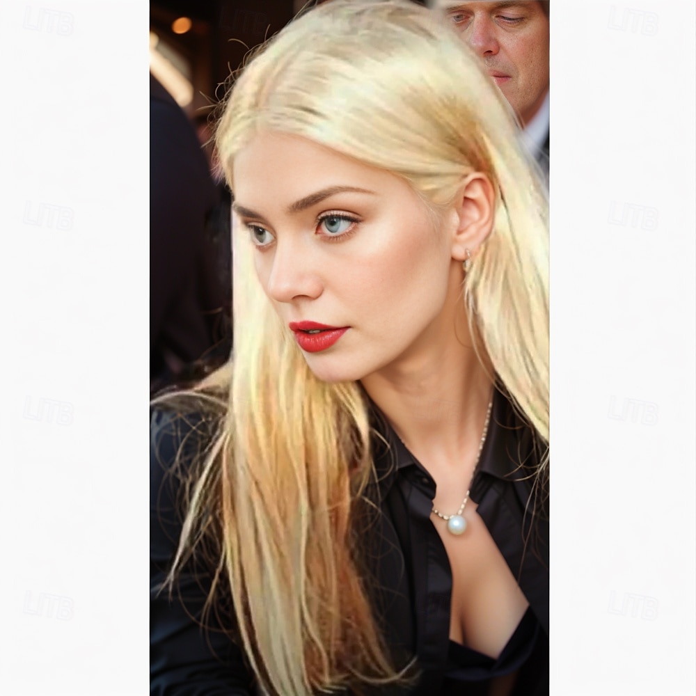 carolyn bessette-kennedy geïnspireerde pruiken synthetische pruik rechte asymmetrische pruik lang blond synthetisch haar dames modieus design zacht natuurlijk blond 2025 - $19.49 –P1