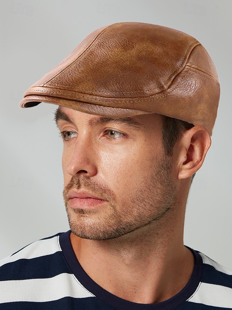 Stylish Brown Faux Leather Flat Cap with Vintage Finish | Perfect for Casual and Dressy Occasions 2025 - $19.99 –P1