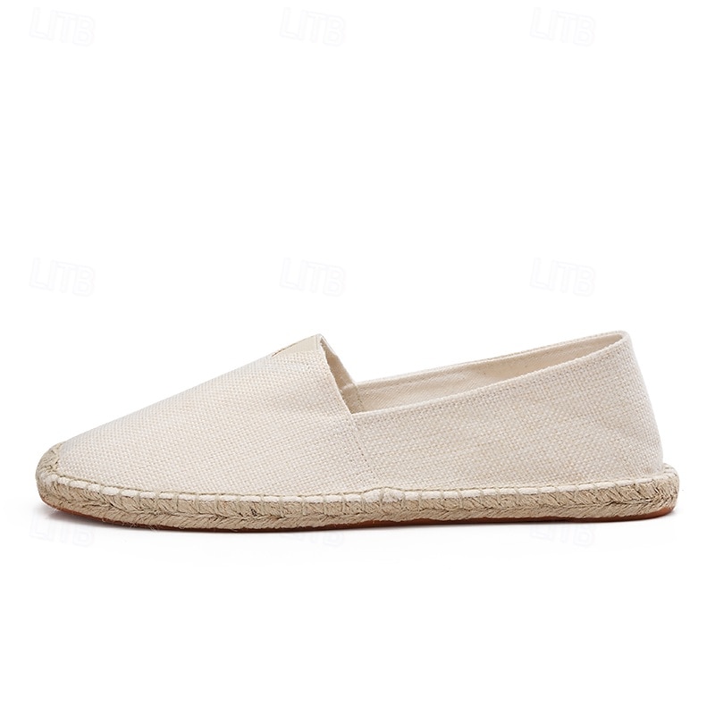 miesten beige canvas espadrille-slip-on kengät juuttiköysipohjalla – mukavat kesäiset vapaa-ajan jalkineet 2025 - $32.99 –P6
