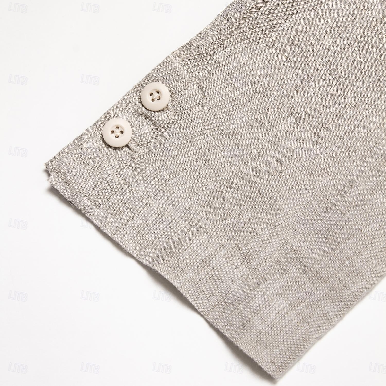 Herre Blazer jakke Bryllup jubileum Fest Sommer Vår 100% Lin Lin Helfarge Enkelt Brystet Enn-knapp Blazer Navyblå Blå Beige 2025 - $55.99 –P5