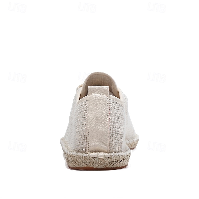 scarpe espadrillas da uomo in tela beige con lacci e suola in corda di juta – comode calzature estive casual del 2025 a $32.99 –P5