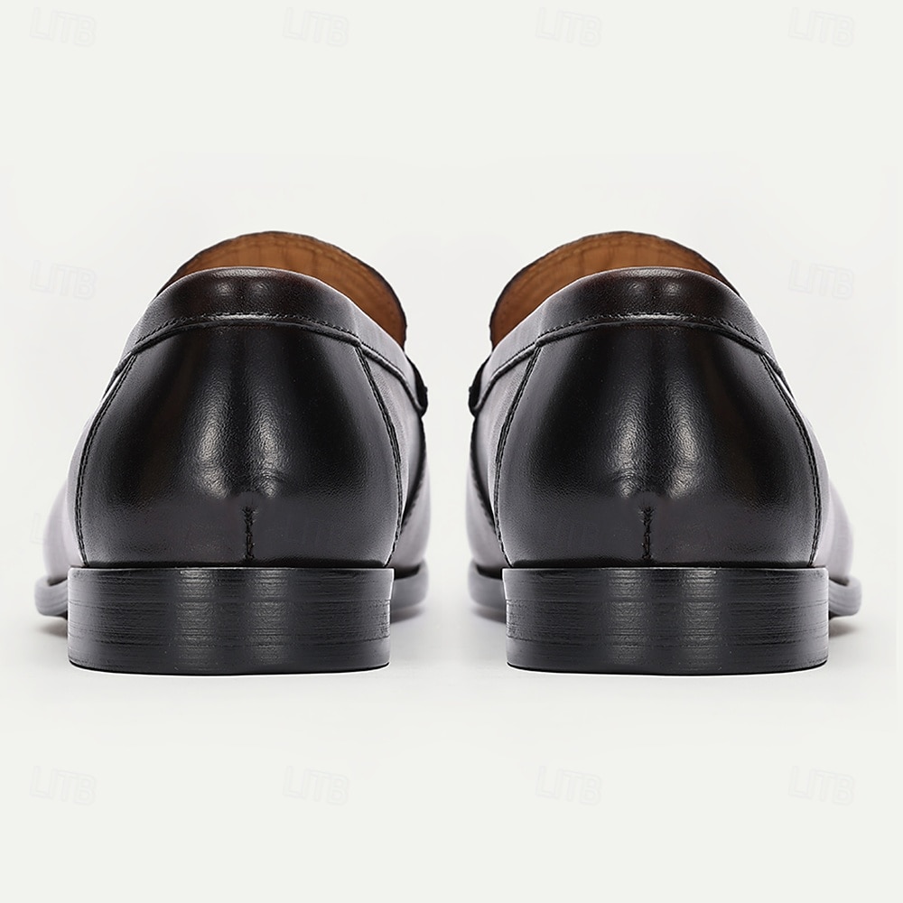Herr Tofflor och Slip-Ons Läder Italienskt fullkornigt kohud Bekväm Halksäker Loafers Kaffe 2025 - $94.99 –P5