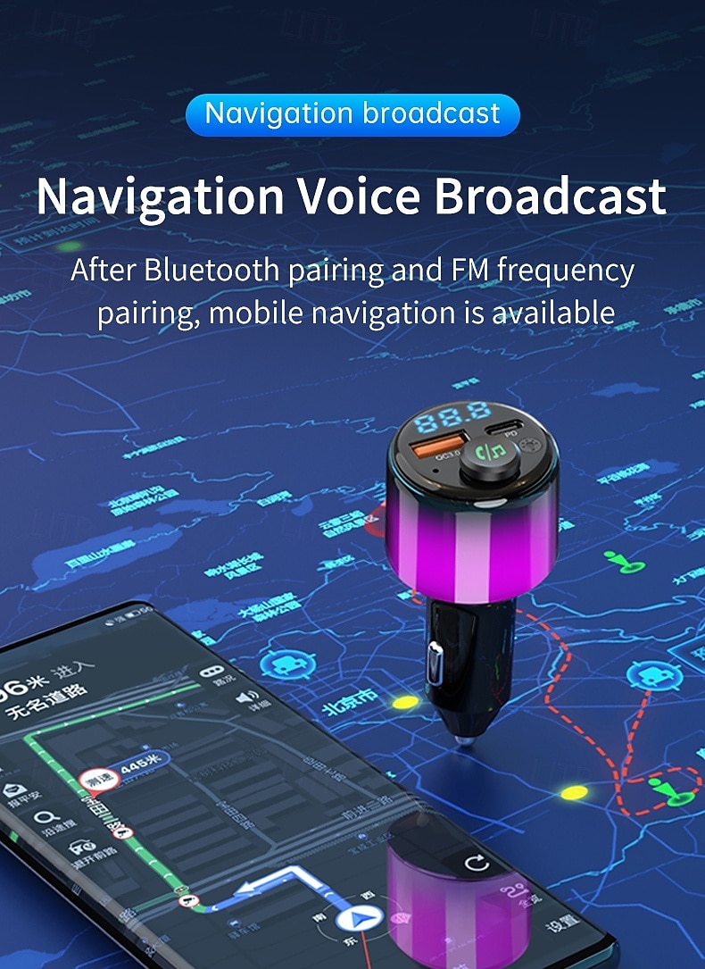 2025年 車用 Bluetooth 5.3 FM トランスミッター PD 30W + QC 3.0 デュアルポート 高速カーチャージャー ワイヤレス FM ラジオ Bluetooth カーアダプター ハンズフリー通話機能付き  コレクション – $38.99 –P10