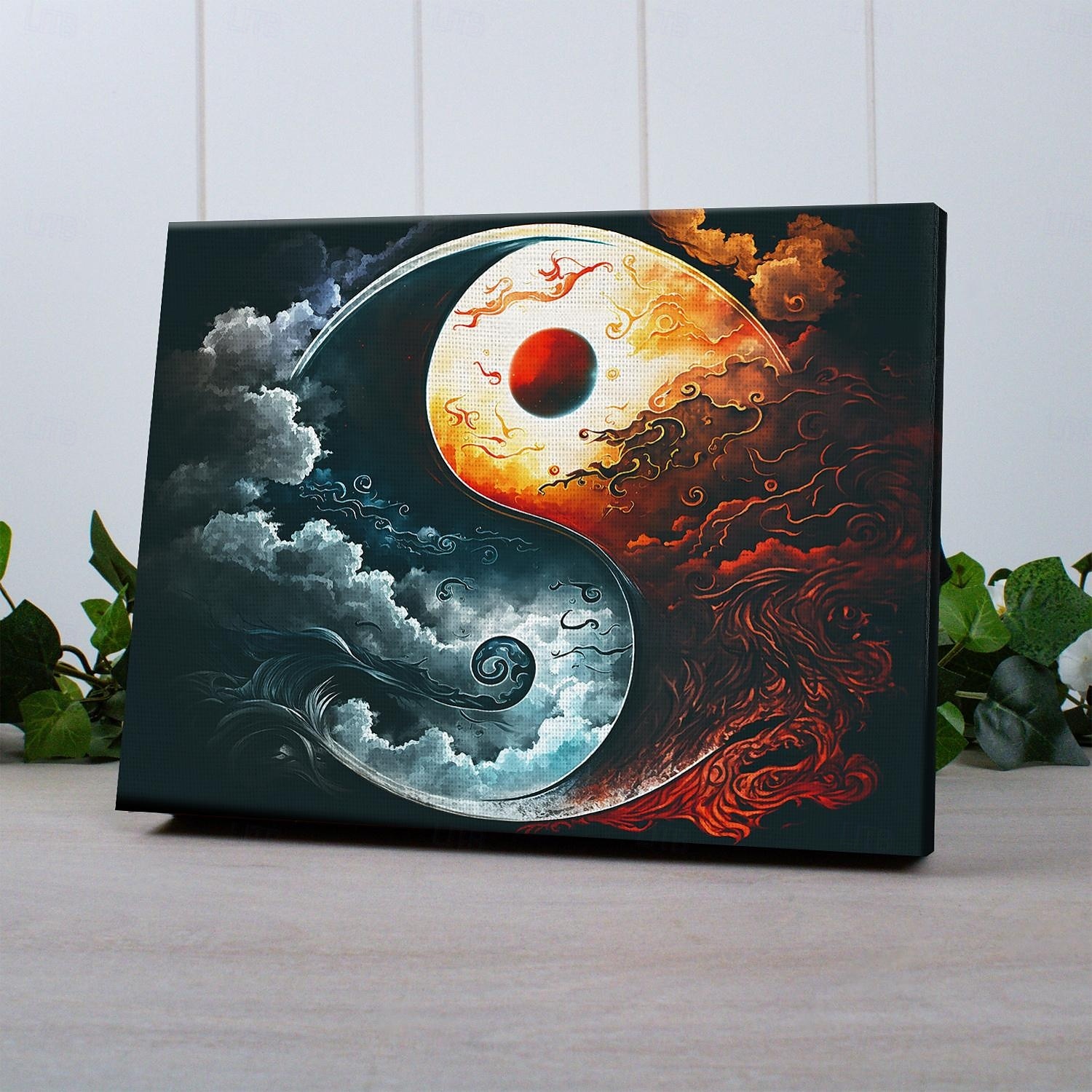 taiji zen yinyang led בד אמנות קיר אמנות לד מואר עיצוב קיר 2aa מופעל על סוללה הדפס בד מואר LED אור מטבח חדר שינה או עיצוב הבית 2025 - $50.99 –P2