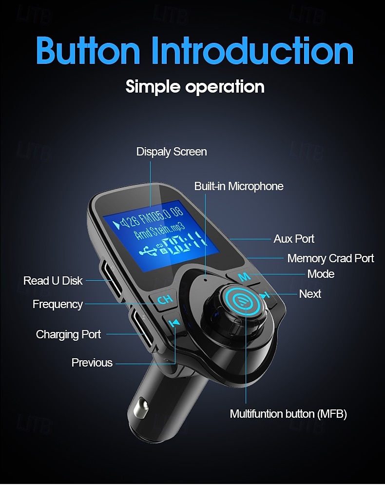 FM Transmitter AUX Audio Stereo Receiver Car MP3 Player Dual USB Car Charger Handfree BT 5.0 Car Kit 2025 - $43.99 –P8