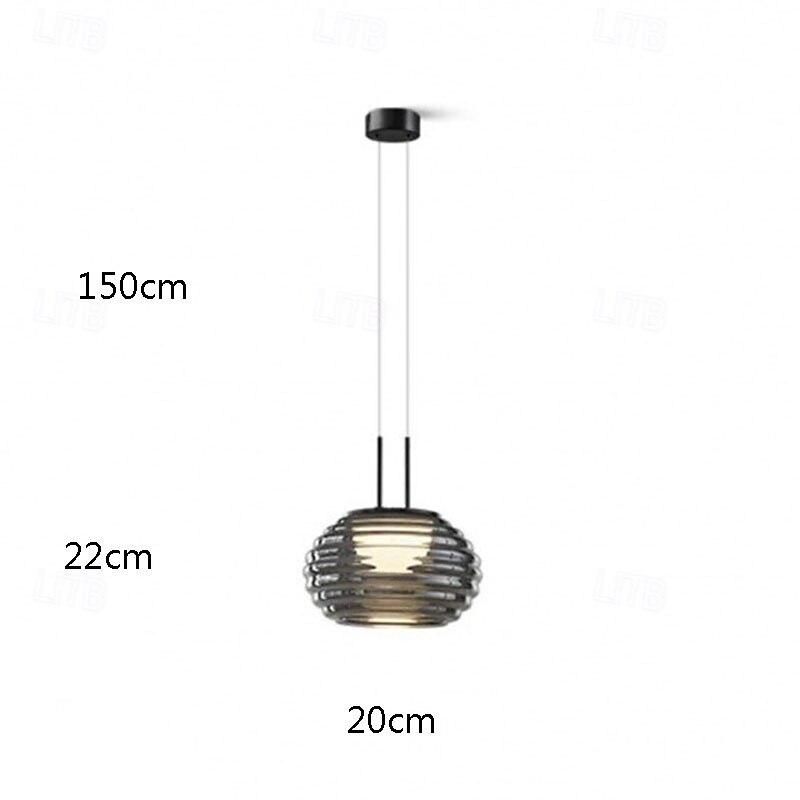 moderno minimalista listrado redondo alumínio vidro led pingente luz 110-240v de 2025 por $160.99 –P2