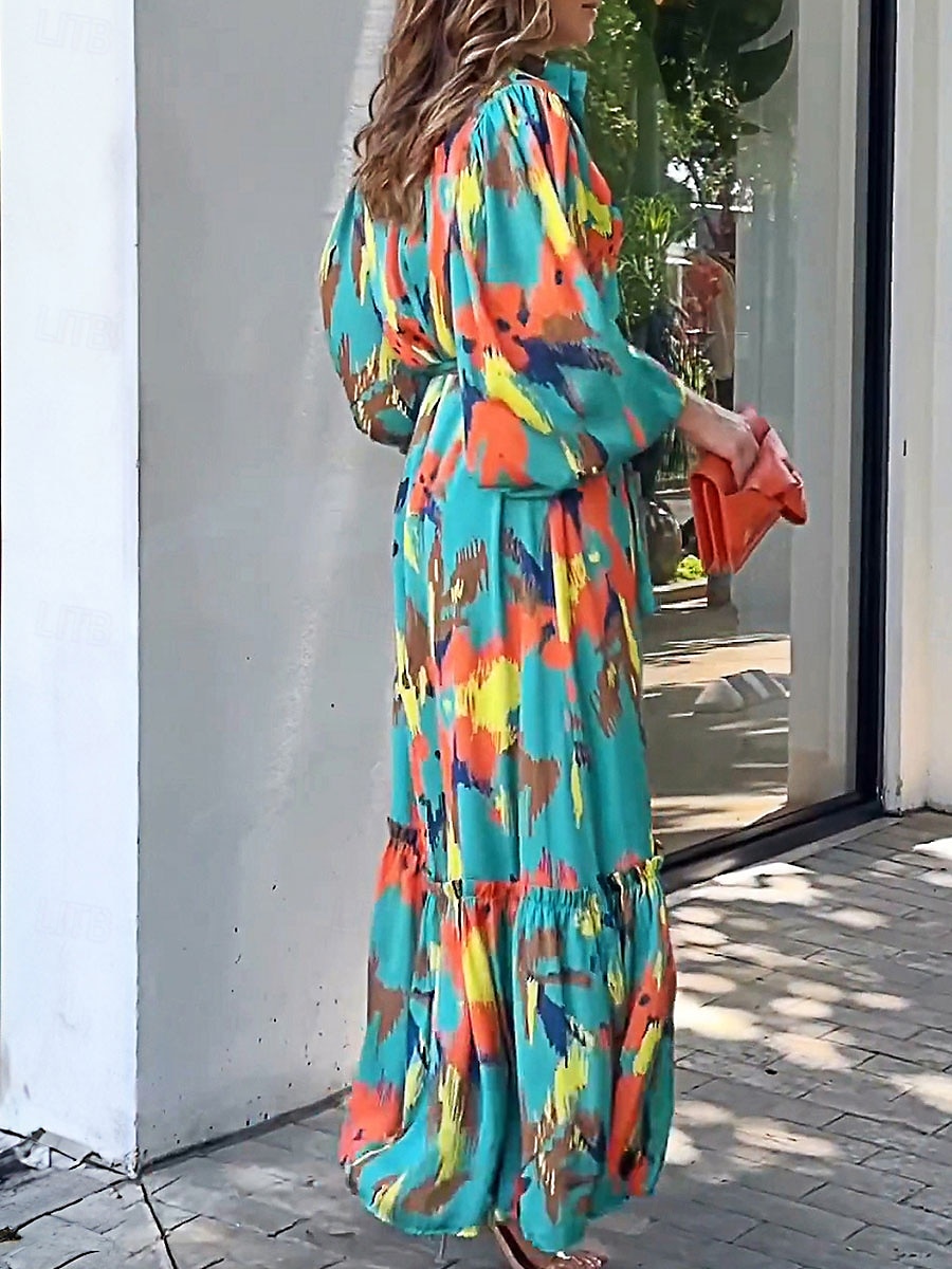 Per donna Vestito longuette Abito casual Elegante Moda Informale Da mare Feste Giornaliero Morbido Pop art Manica lunga Colletto blu acqua Autunno Inverno del 2025 a $51.99 –P4