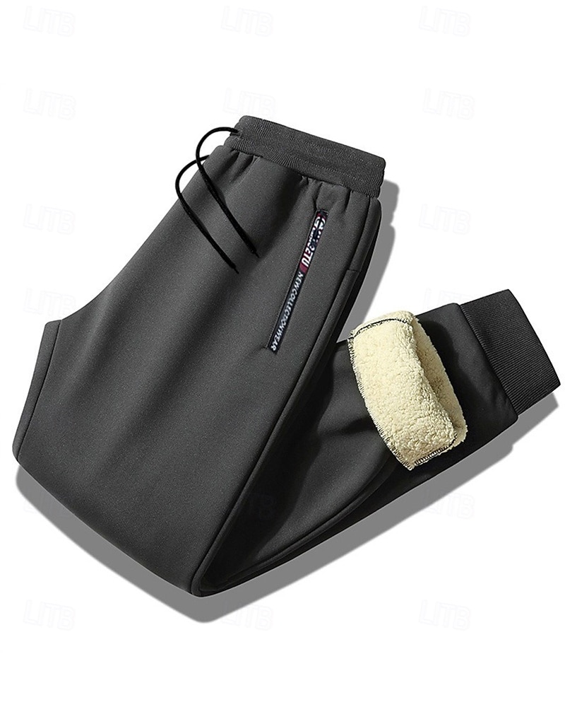 Men's Fleece Pants Sweatpants Joggers Winter Pants Trousers Pocket Drawstring Elastic Waist Plain Comfort Warm Sports Outdoor Daily Fashion Casual Black Navy Blue Micro-elastic 2026 - $21.99 –P12