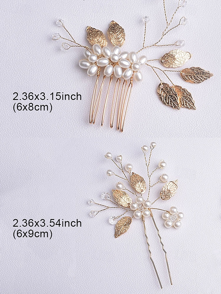 bruidshaaraccessoireset van goud en zilver met imitatieparels en kristallen – elegante haarspelden en kam voor vrouwen, perfect voor bruiloften en speciale gelegenheden 2026 - $11.99 –P8