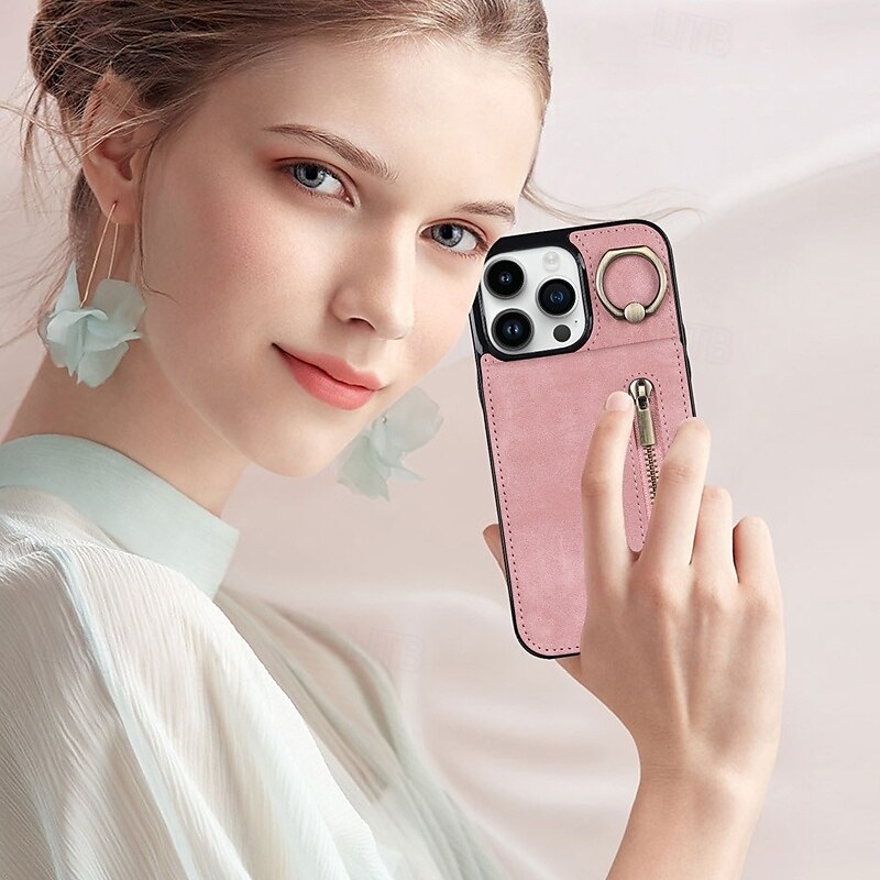 2025年 電話 ケース 用途 iPhone 16 Pro Max プラス iPhone 15 プロマックスプラス iPhone 14 13 12 11 Pro Max Plus Mini バックカバー スタンド付き バンカーリング ジッパ- レトロ風 TPU PUレザー コレクション – $19.99 –P2