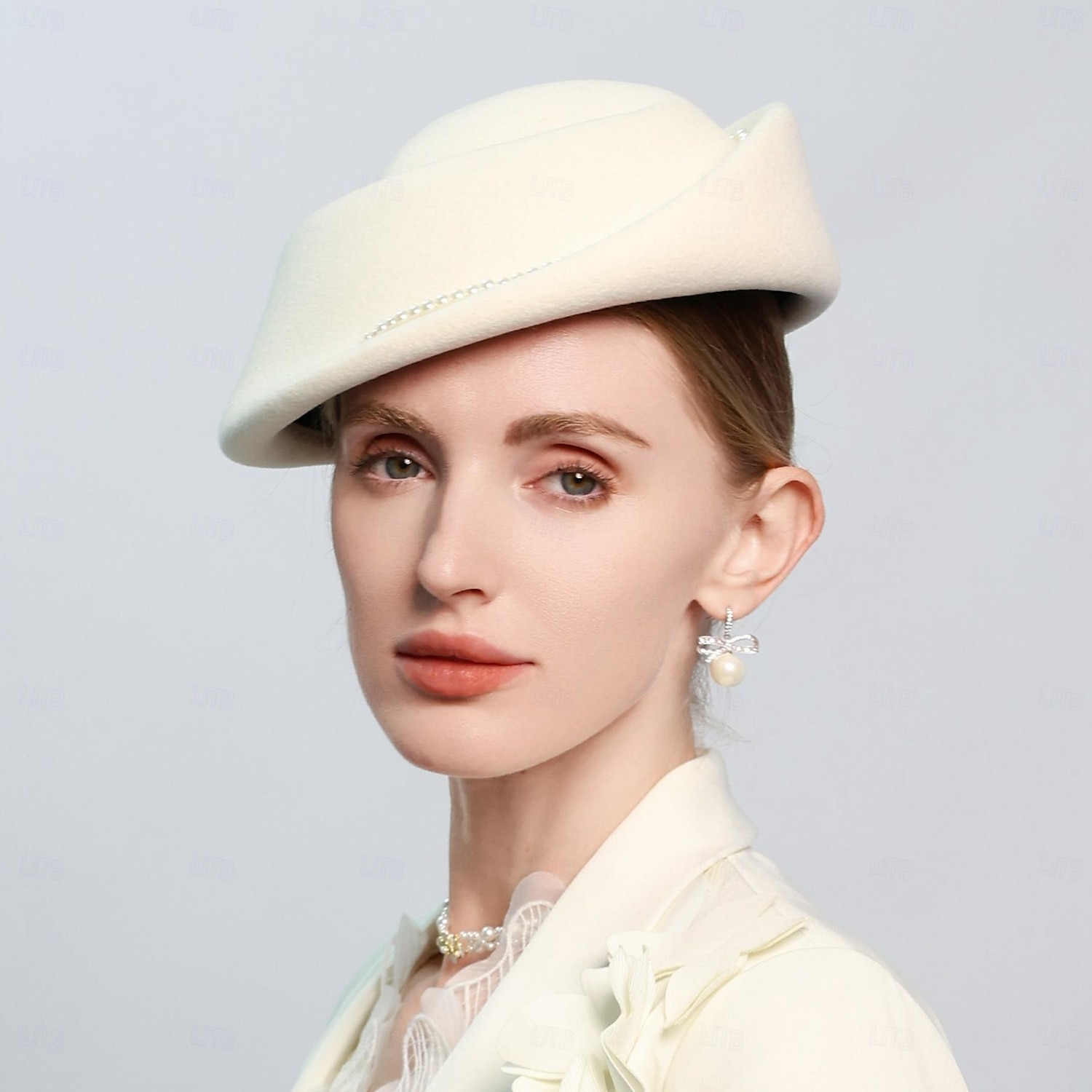 hatter 100% ull beret lue bryllup teselskap elegant bryllup med perle ren farge hodeplagg hodeplagg 2025 - $50.99 –P9