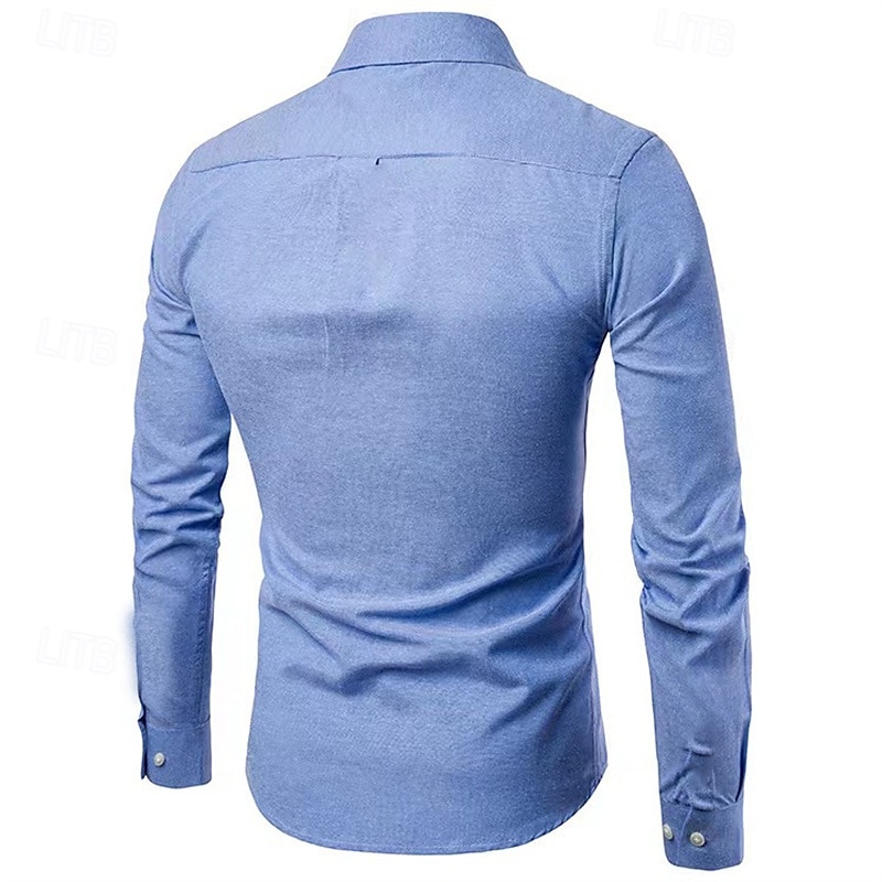 Herren Hemd Oberhemd Knopfhemd Glatt Hochzeit Party Schwarz Weiß Rosa Marineblau Langarm Kargen Frühling & Herbst Bekleidung Tasche 2025 - $19.99 –P12