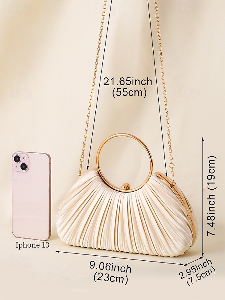 Women's Green Pleated Satin Handbag with Circular Handle, Vintage-Inspired Wedding Guest Evening Bag 2026 - $26.99 –P8