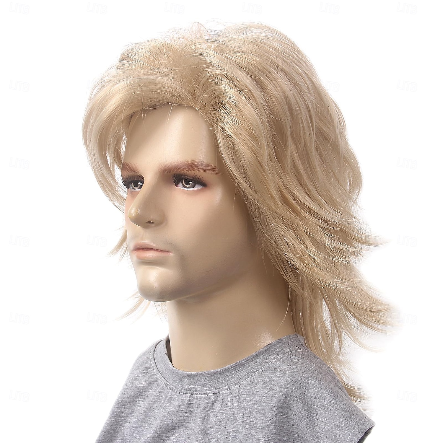 Vokuhila-Perücke mit Pony 70er-Jahre-Disco-Party Herren-Hippie-Perücke braune lange lockige Männerperücke Halloween-Kostüme 80er-Jahre-Rocker-Perücke für Karneval 2026 - $17.99 –P5