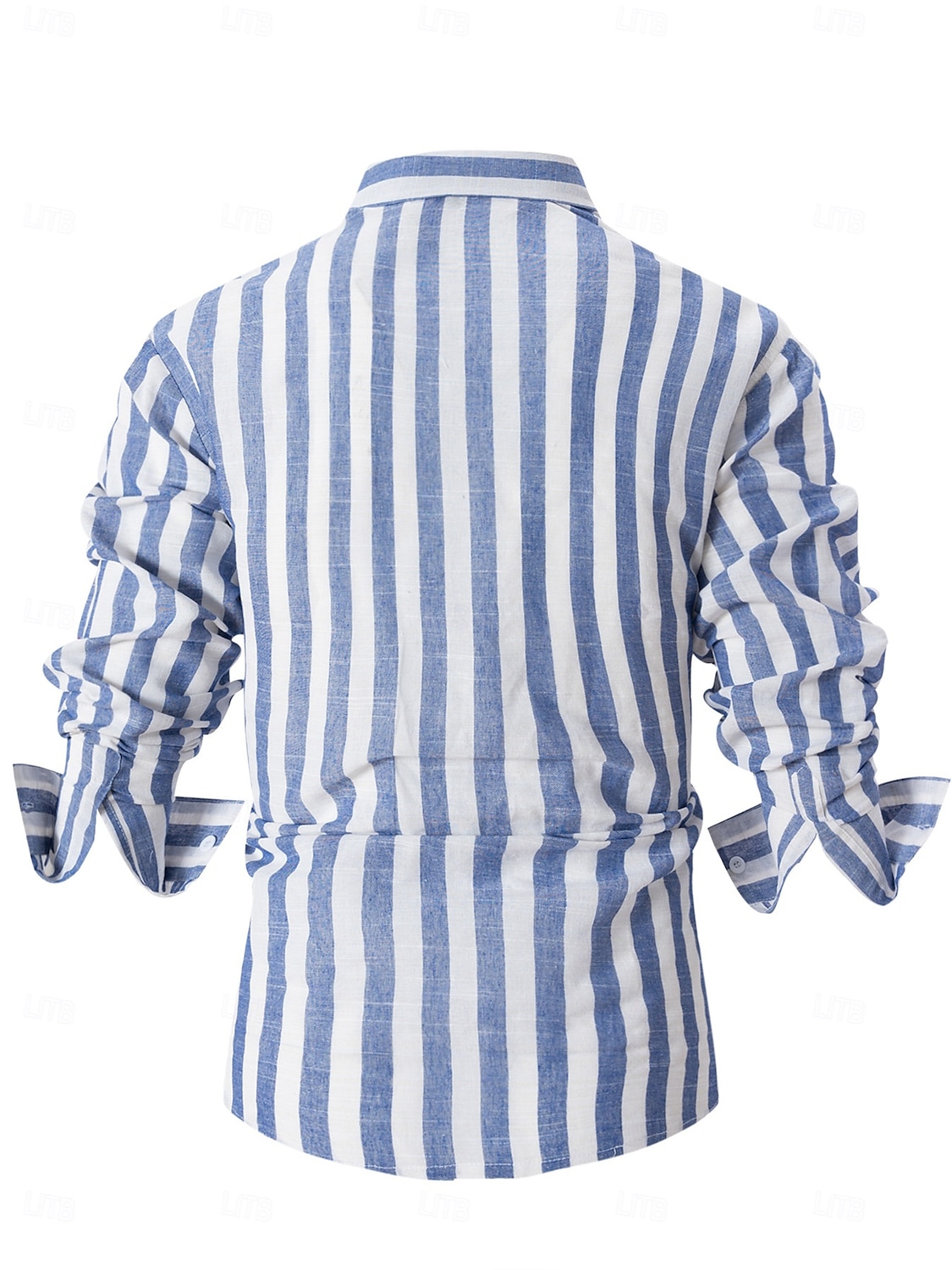 Hombre Camisa camisa de lino Camisa de verano Ropa de playa Abotonar la camisa A Rayas Fiesta Calle Negro Rojo Azul Piscina Gris Ligero Manga Larga Cuello Verano Ropa 2025 - $26.99 –P5