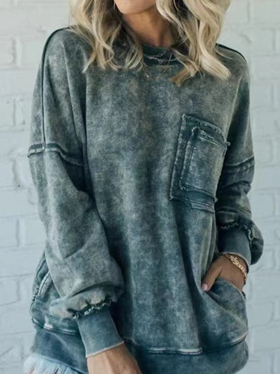 Per donna Felpa Pullover Colorato a macchie Di tendenza Streetwear Manica lunga Girocollo Top regolari Strada Informale Collage Giallo Rosso Grigio Primavera Autunno Inverno del 2025 a CAD $48.72 –P1