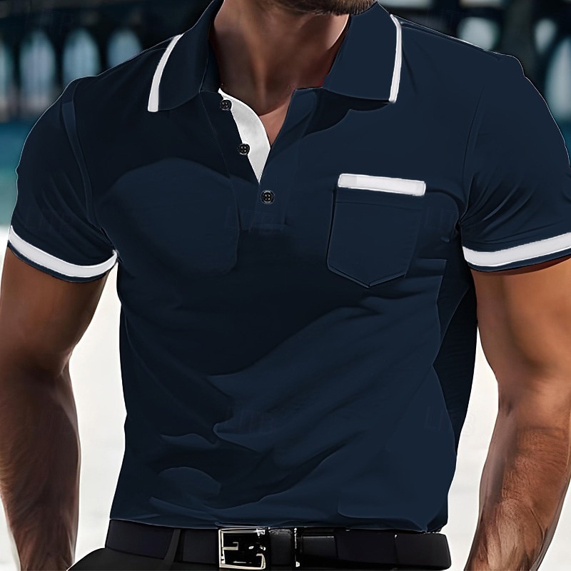 Ανδρικά Button Up Polos Business Polo Επιχείρηση Causal Ριμπ γιακά πόλο Κοντομάνικο Μοντέρνα Βασικό Σκέτο Κλασσικό Καλοκαίρι Κανονικό Λευκό Ρουμπίνι Σκούρο μπλε Γκρίζο Μπλε Απαλό Button Up Polos 2025 - $21.99 –P8
