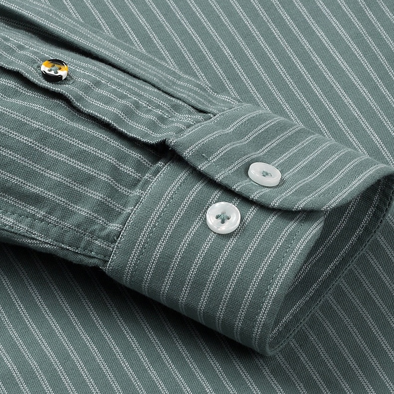 Per uomo Camicia a righe Nero Blu Verde Grigio chiaro Manica Lunga A righe Colletto a Camicia Scuola Matrimonio Abbigliamento 100% Cotone Vacanza Vintage Neutro Moda del 2025 a $26.99 –P10