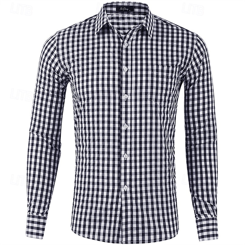 Men's Shirt Dress Shirt Button Up Shirt Plaid Wedding Party Black Pink Red Brown Long Sleeve Lapel Spring &  Fall Clothing Apparel 2025 - $29.99 –P1