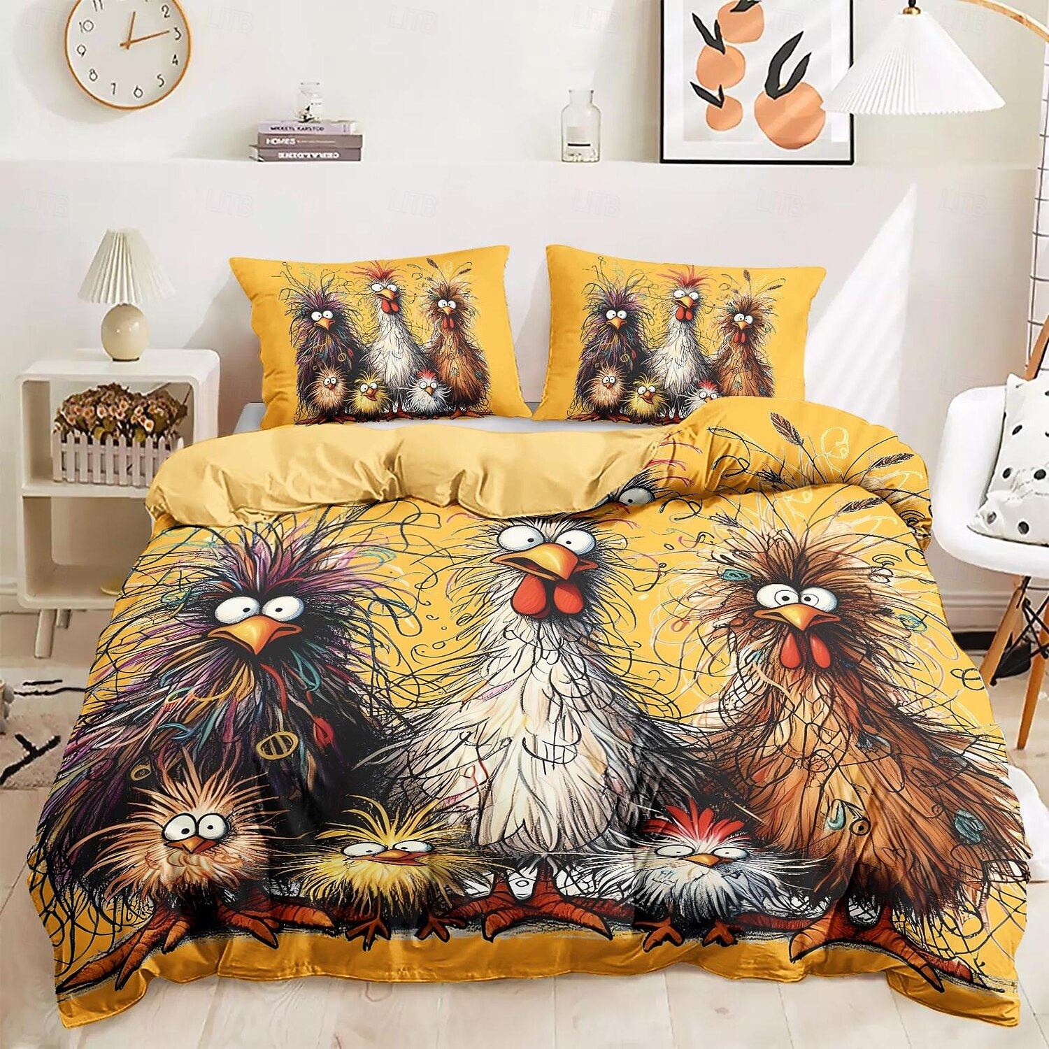 Rooster Funny Duvet Cover Set 100% Cotton Soft and Comfortable Bedding Set with Fun Rooster Print Cozy and Stylish Perfect for Bedroom Decor Easy Care and Machine Washable 2025 - $60.99 –P6