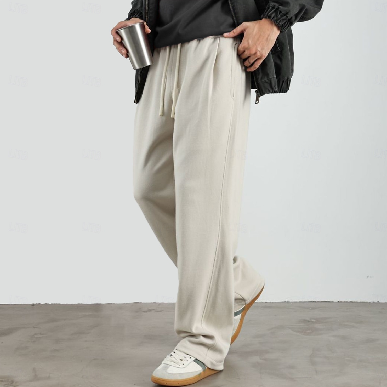 Herre Atletisk bukser Aktive bukser Aktiv Joggere Helfarge Full lengde utendørs Feriereise Hjem Sport Mote Navyblå Beige Mikroelastisk 2025 - $26.99 –P4