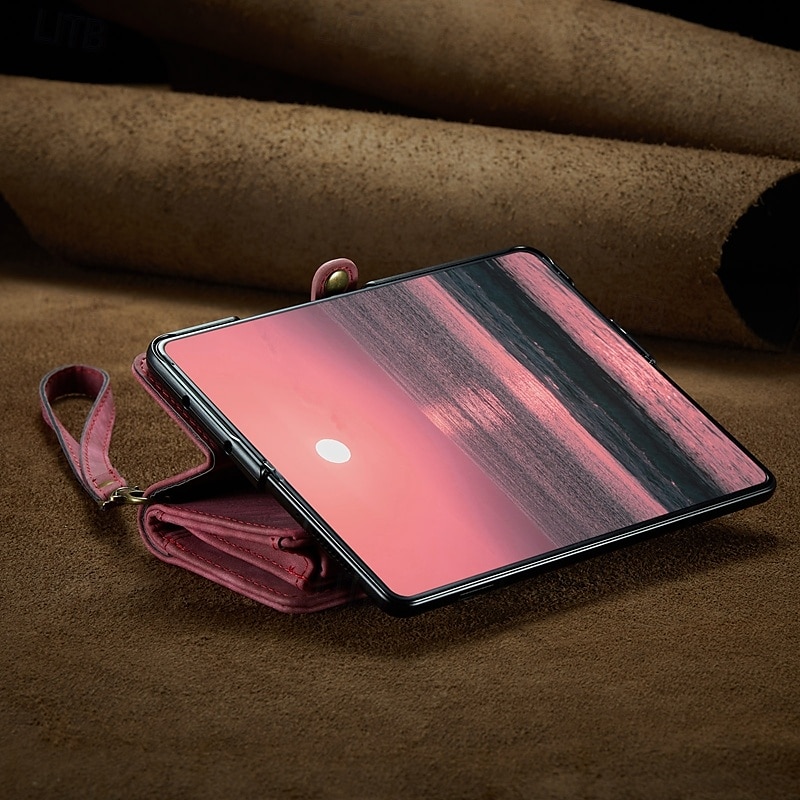 Phone Case For Samsung Galaxy Z Fold 6 Z Fold 5 Z Fold 4 Wallet Case with Stand Holder Zipper with Wrist Strap Retro TPU PU Leather 2025 - $34.99 –P2