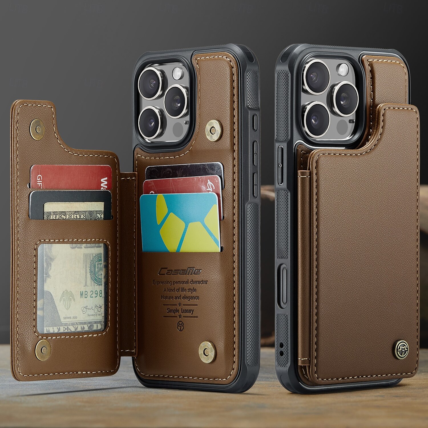 Phone Case For iPhone 16 Pro Max Plus iPhone 15 Pro Max Plus iPhone 14 13 12 11 Pro Max Plus Back Cover with Stand Holder Card Slot Shockproof Retro TPU PC 2025 - $18.99 –P12