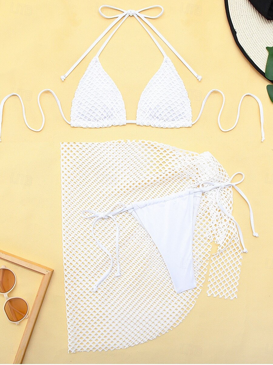 Dame Badetøy Bikini Frekk Badedrakt Netting Lapper Sexy Helfarge Grimehals Ermeløs Badedrakter 2025 - $24.99 –P6