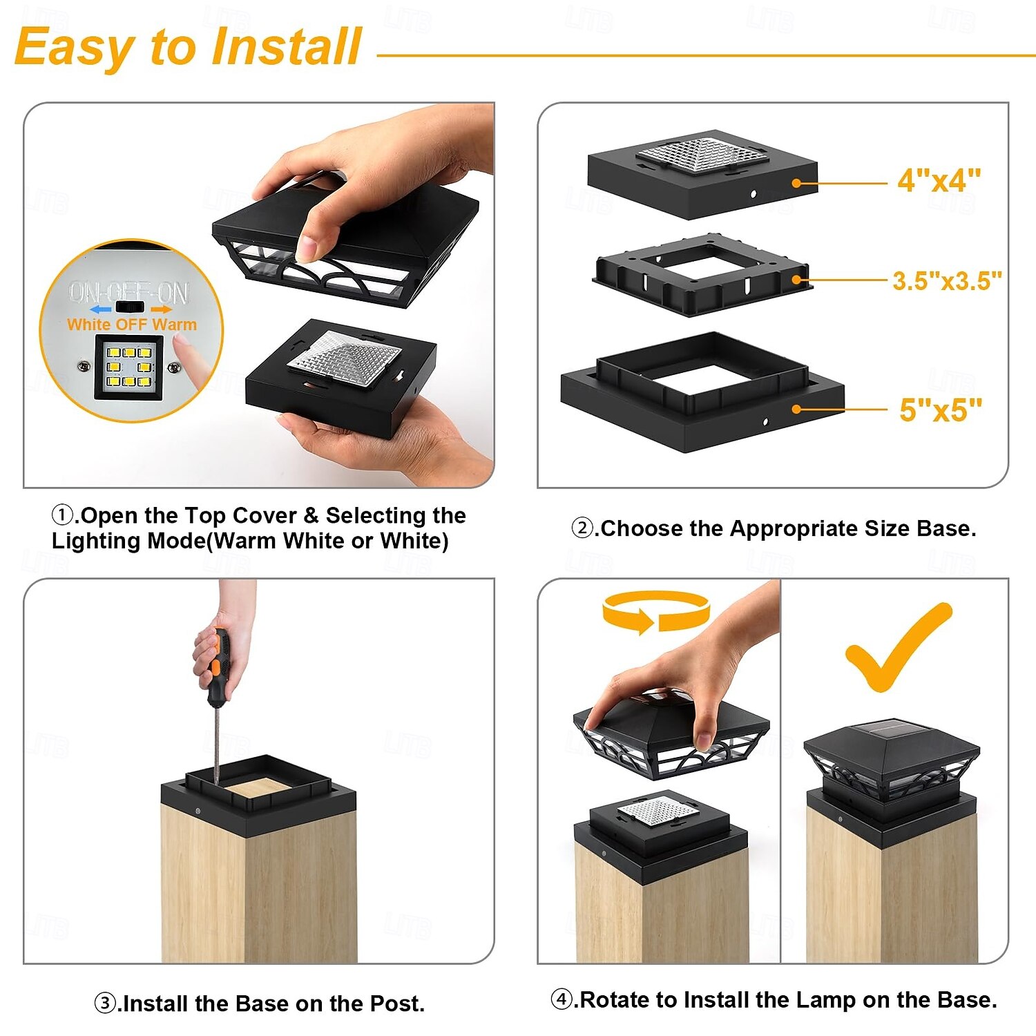 Солнечный столбчатый светильник для ограждения - уличный столбчатый светильник для сада и двора, для деревянного забора, украшения виллы, 4/5-дюймовый столбчатый светильник 1 шт. 2026 - $26.99 –P6